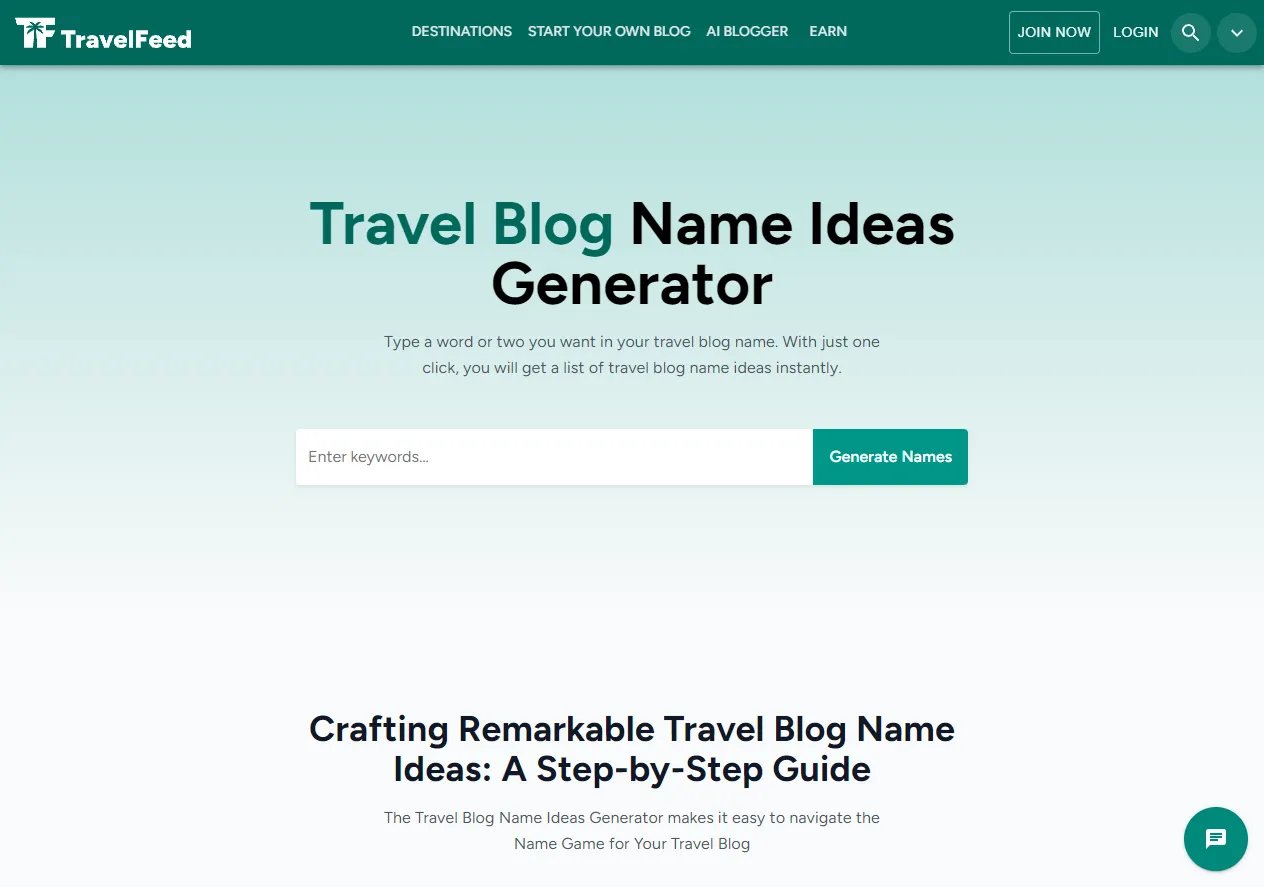 بررسی کامل Travel Blog Name Ideas Generator - تصویر اصلی